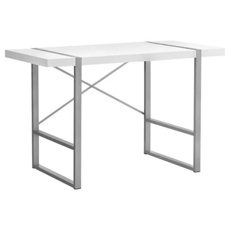 Monarch Computer desk - thick-panel desktop / inset metal legs - 48"l - / silve -