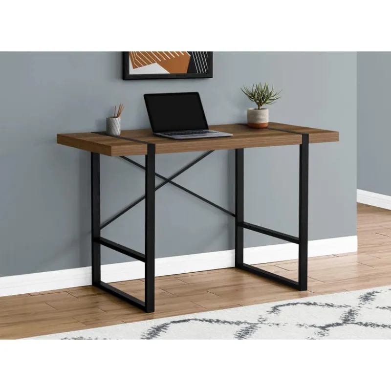 Monarch Computer desk - thick-panel desktop / inset metal legs - 48"l - wood-l -