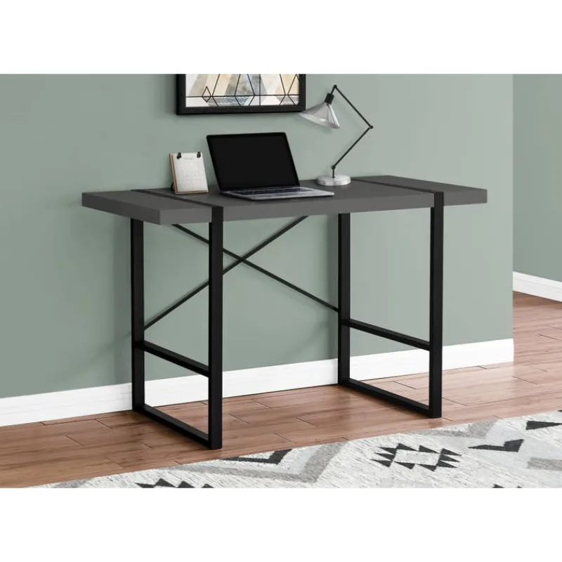 Monarch Computer desk - thick-panel desktop / inset metal legs - 48"l - modern / -