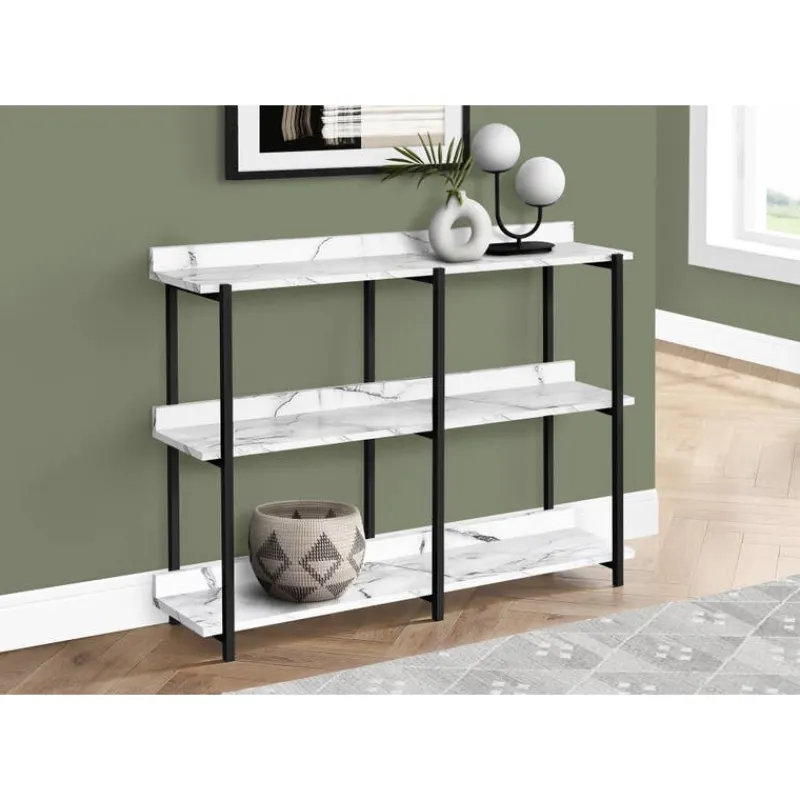 Monarch Console table - 3 tier / shelves / rectangular / metal legs - 48"l - ma -