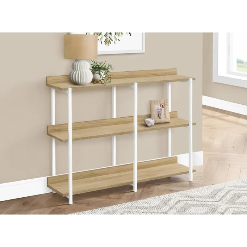 Monarch Console table - 3 tier / shelves / rectangular / metal legs - 48"l - -