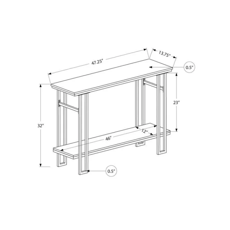 Monarch Console table - h-frame sides / 1 shelf / rectangular - 48"l - wood-look -