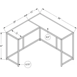 Monarch Console table - l-shaped / corner / metal frame - 36