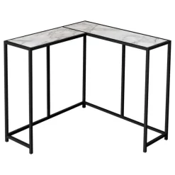Monarch Console table - l-shaped / corner / metal frame - 36"l - marble-look / -