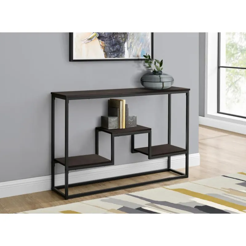 Monarch Console table - multi-tier / 3 shelves / rectangular - 48"l - / blac -