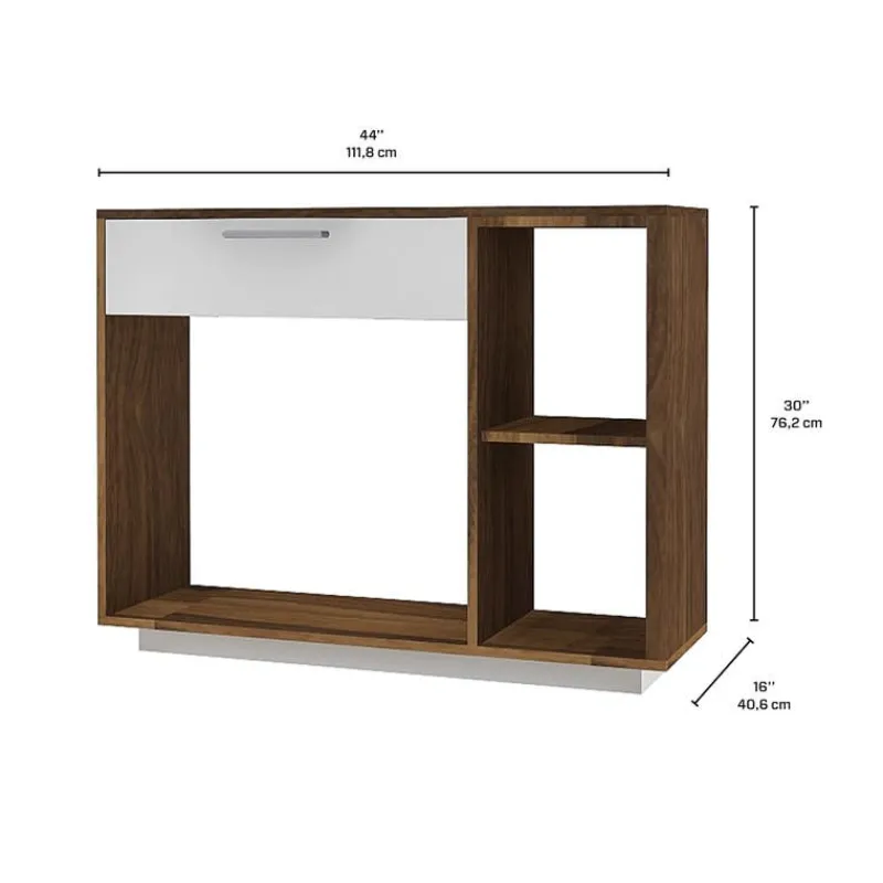 MEQ Console Table - White and Walnut