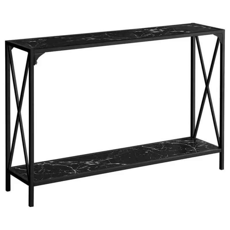 Monarch Console table - x-shaped sides / 1 shelf / rectangular - 48"l - marble- -