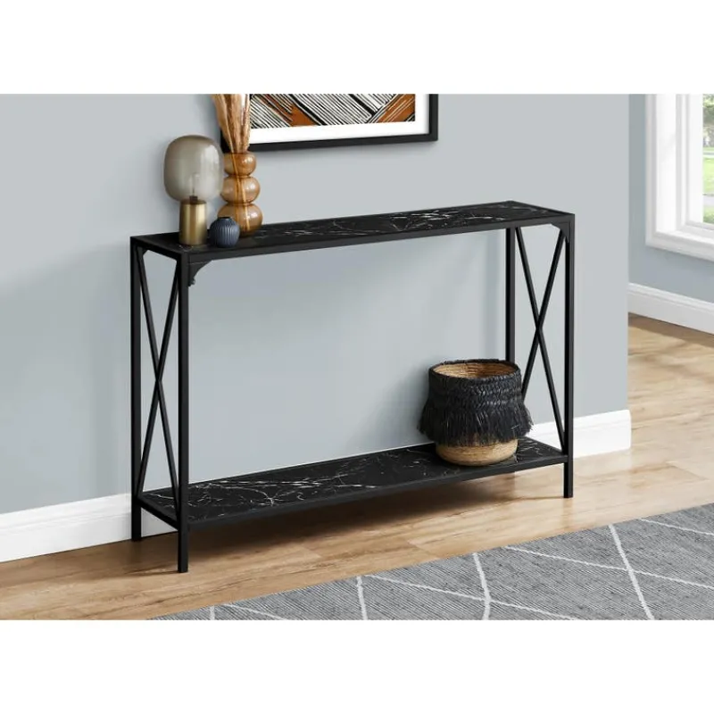 Monarch Console table - x-shaped sides / 1 shelf / rectangular - 48"l - marble- -