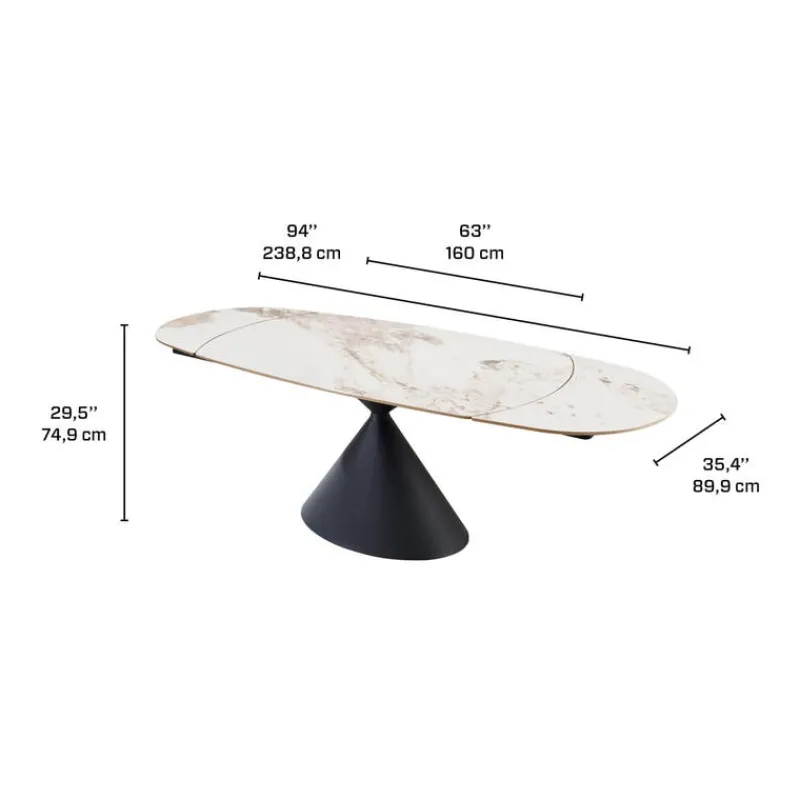 Convertible & Extendable Oval Dining Table with Pedestal & 4 Bouclé Fabric Chairs - 63"