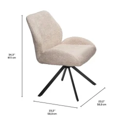Convertible & Extendable Oval Dining Table with Pedestal & 4 Bouclé Fabric Chairs - 63