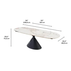Convertible & Extendable Oval Dining Table with Pedestal - 63"
