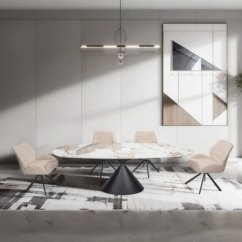 Convertible & Extendable Oval Dining Table with Pedestal - 63"