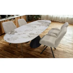 Convertible & Extendable Oval Dining Table with Pedestal - 63