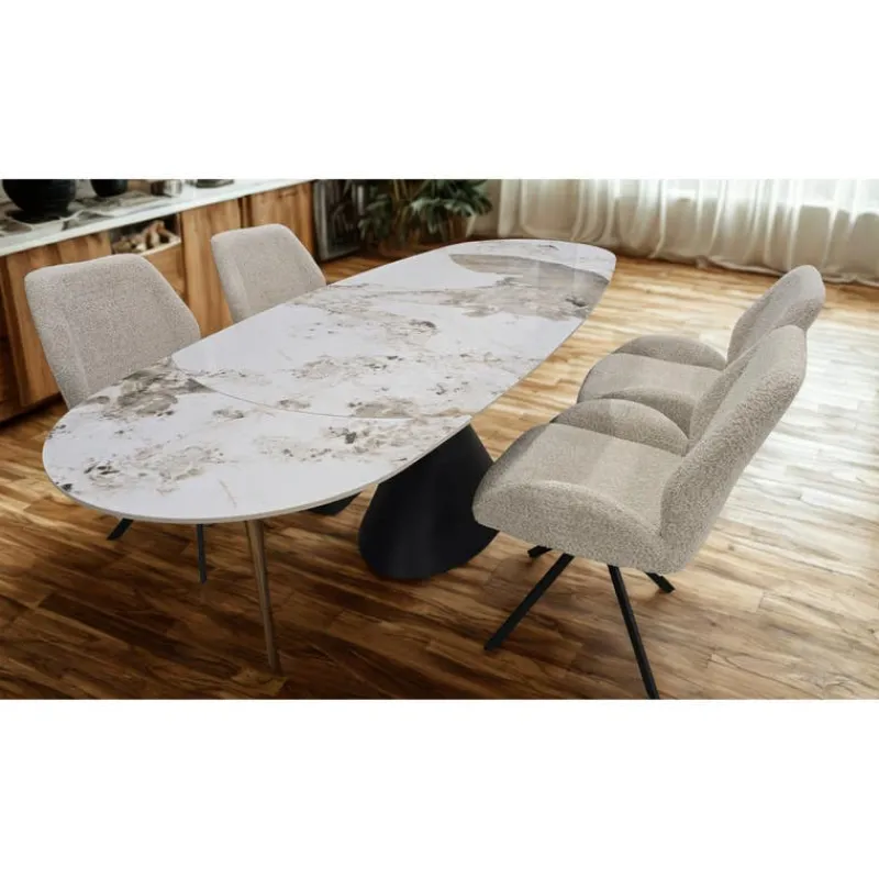 Convertible & Extendable Oval Dining Table with Pedestal - 63"