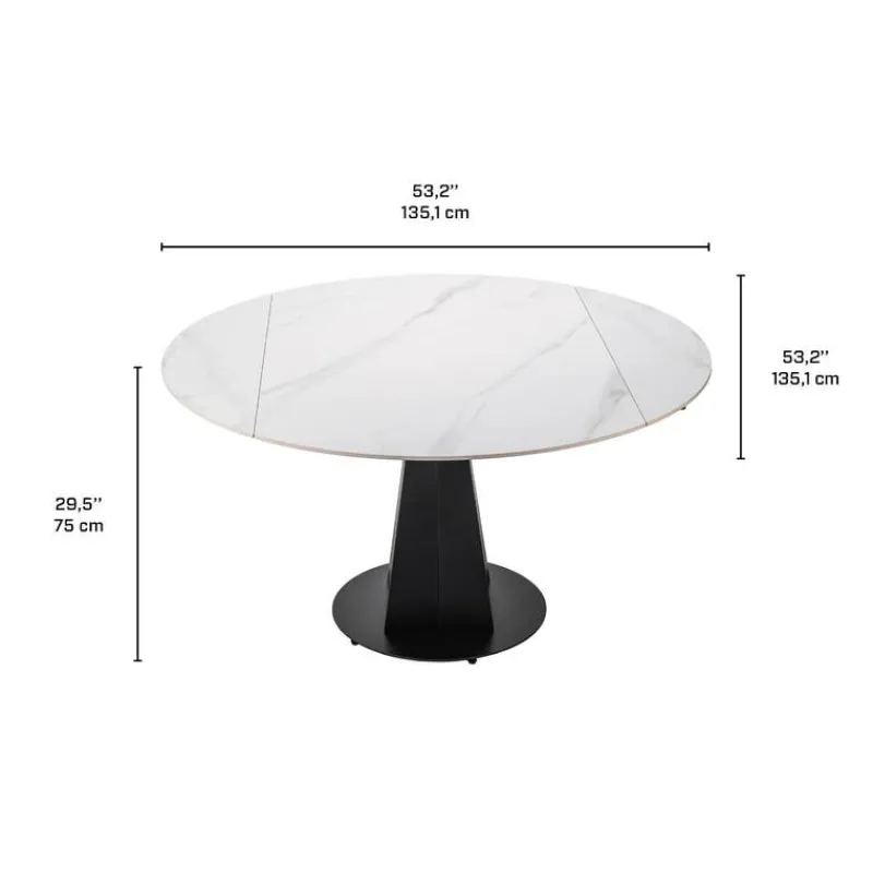 Convertible & Extendable Round Dining Table with Pedestal - 53"