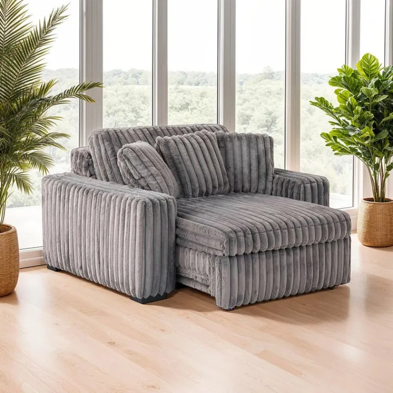 Corduroy Velvet Armchair with Power Slider
