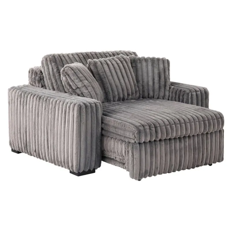 Corduroy Velvet Armchair with Power Slider