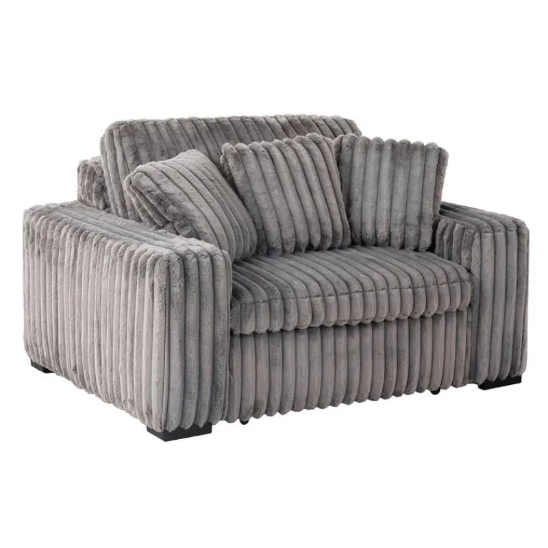 Corduroy Velvet Armchair with Power Slider
