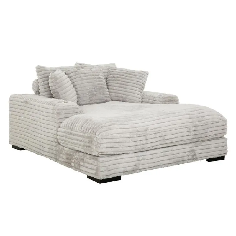 Corduroy Velvet Chaise with Cup Holders and USB Ports -