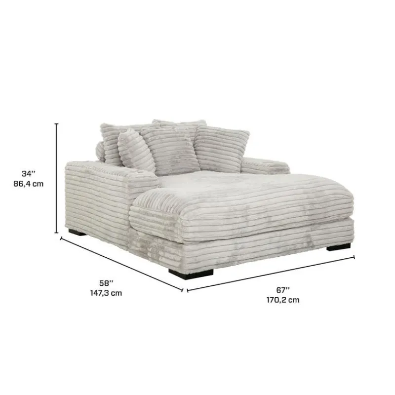 Corduroy Velvet Chaise with Cup Holders and USB Ports -
