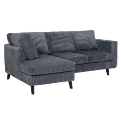 Corduroy Velvet Sectional with Left-Side Chaise