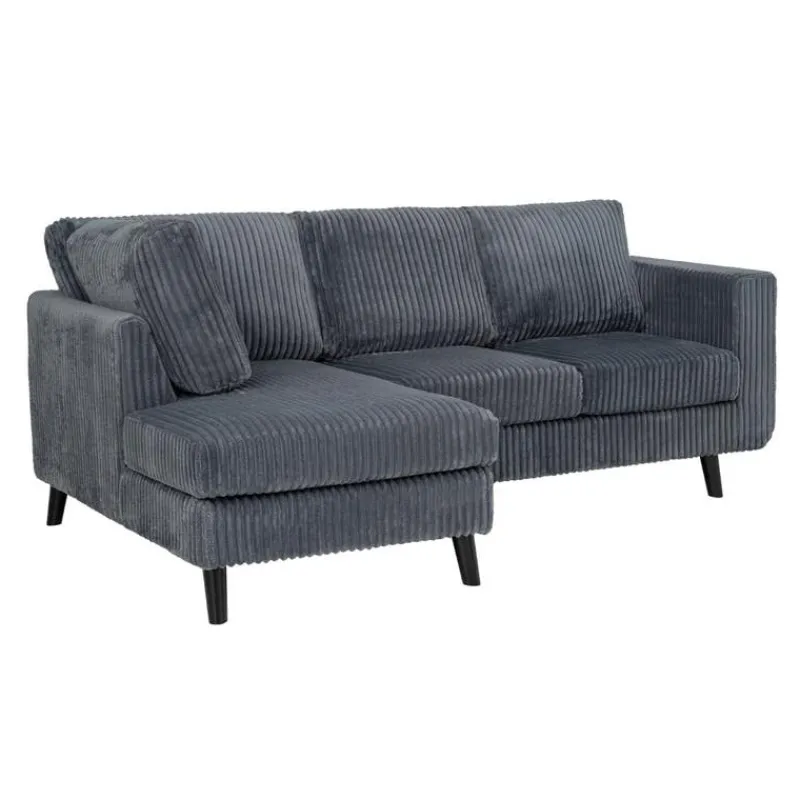 Corduroy Velvet Sectional with Left-Side Chaise