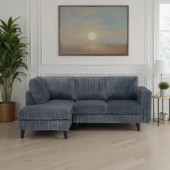 Corduroy Velvet Sectional with Left-Side Chaise