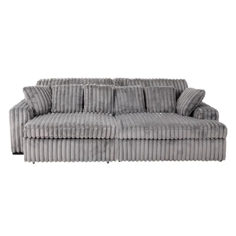 Corduroy Velvet Sectional with Power Slider and Chaise