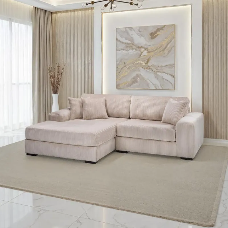 Sofa By Fancy Corduroy Velvet Sectional with Left-Side Chaise -