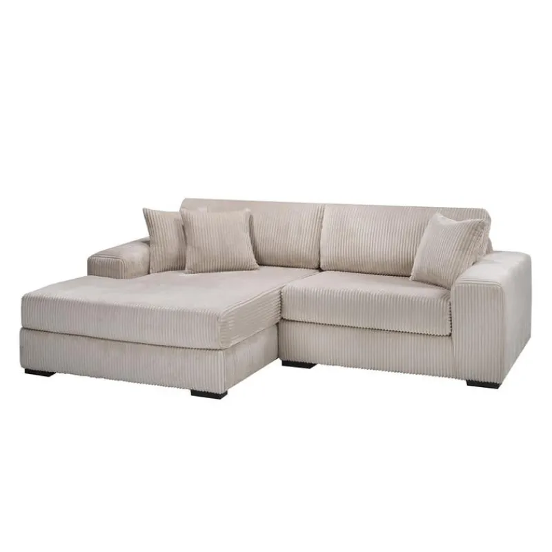 Sofa By Fancy Corduroy Velvet Sectional with Left-Side Chaise -