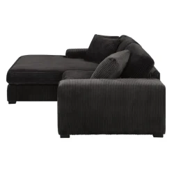 Sofa By Fancy Corduroy Velvet Sectional with Left-Side Chaise - Dark