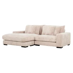 Corduroy Velvet Sectional with Reversible Chaise - Light Taupe