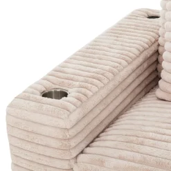 Corduroy Velvet Sectional with Reversible Chaise - Light Taupe