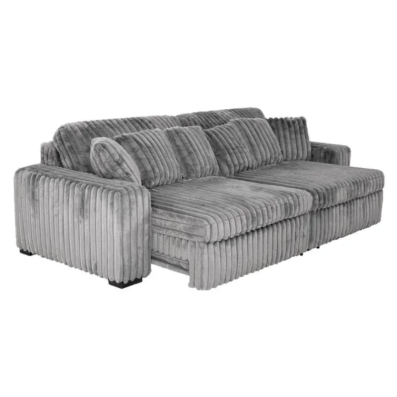 Corduroy Velvet Sofa with 2 Power Sliders