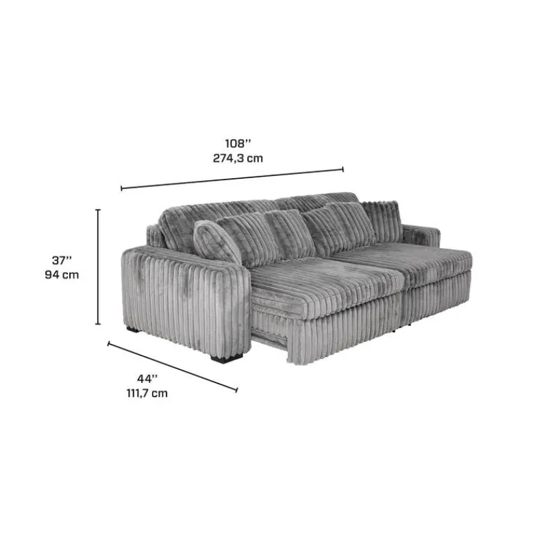 Corduroy Velvet Sofa with 2 Power Sliders