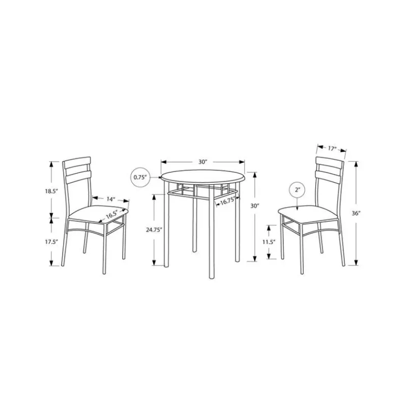 Monarch Dining set - 3pcs set / / silver metal
