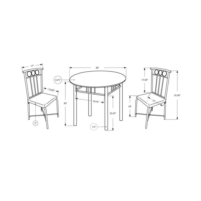 Monarch Dining set - 3pcs set / marble / bronze metal