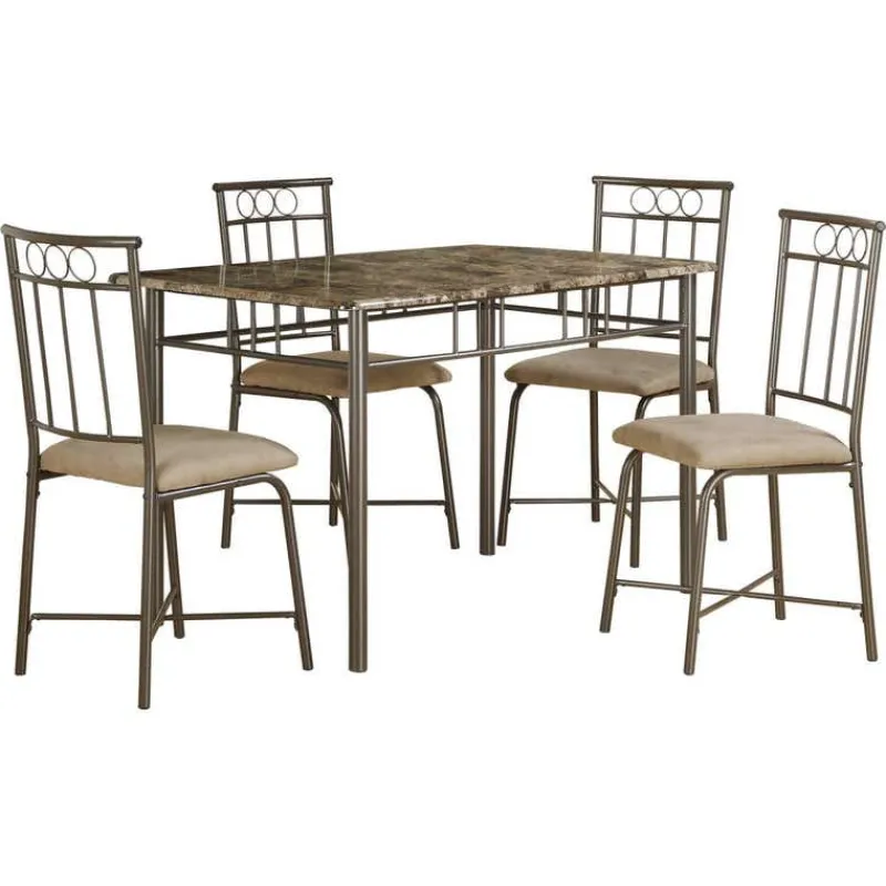 Monarch Dining set - 5pcs set / marble / bronze metal -