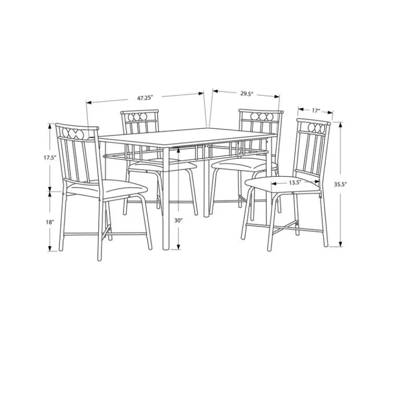 Monarch Dining set - 5pcs set / marble / bronze metal -