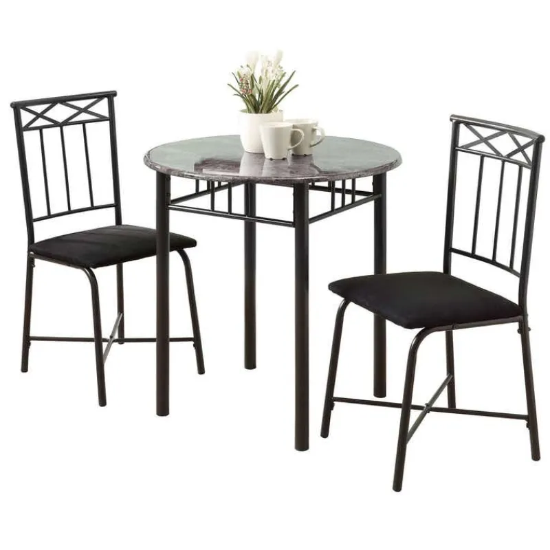 Monarch Dining set - 3pcs set / marble / charcoal metal