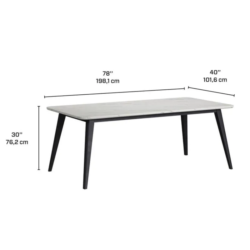 Dining Table with White Marble-Look Top