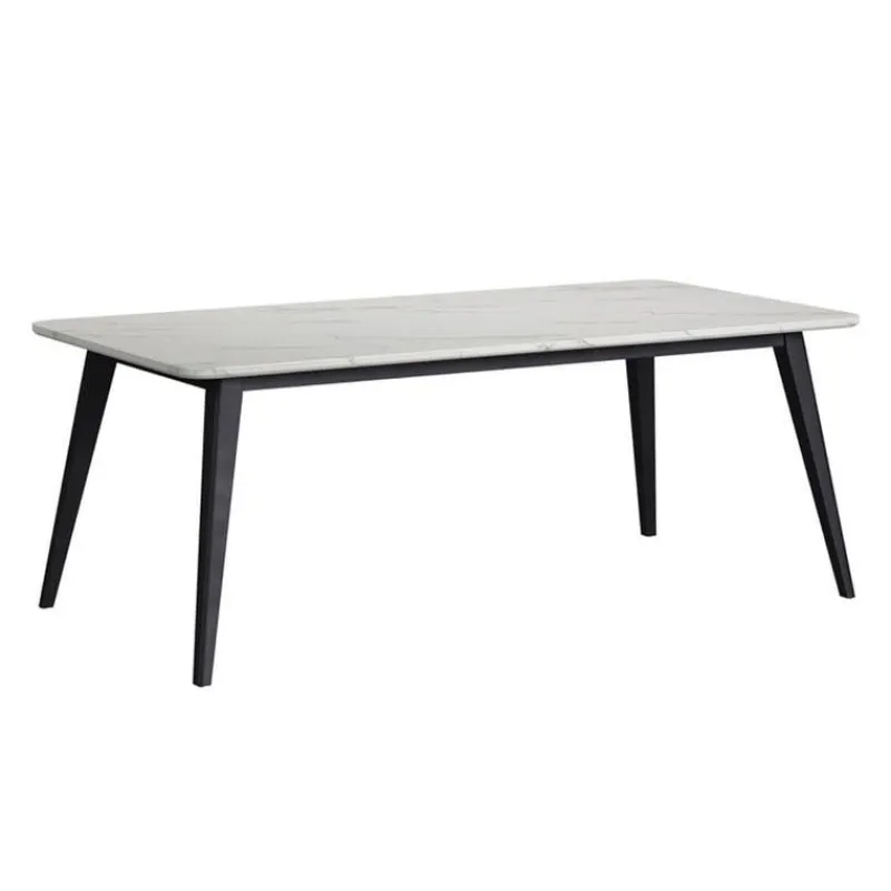 Dining Table with White Marble-Look Top