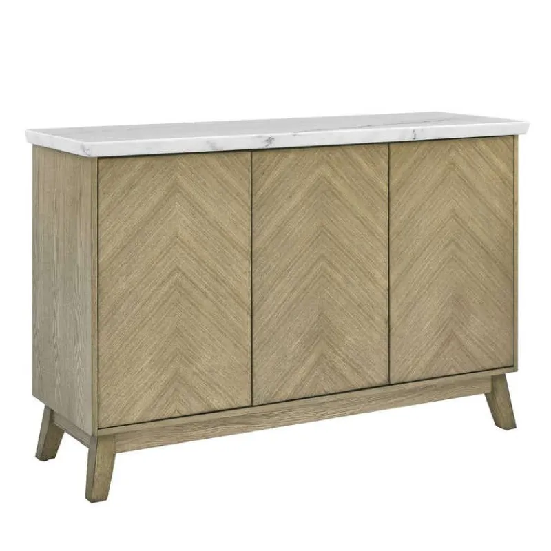 3-Door White Marble Top Server