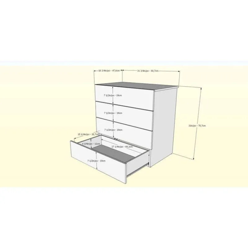 Nexera 4-drawer chest, natural maple -
