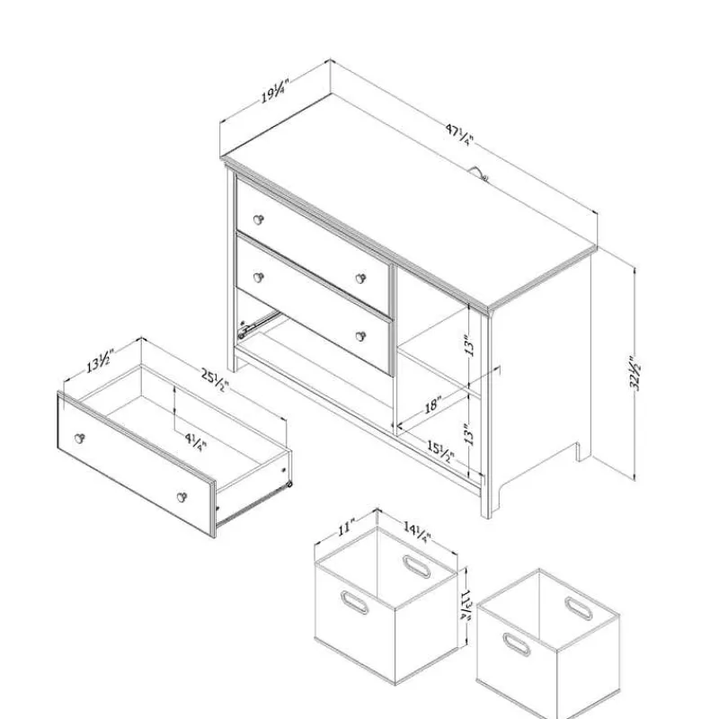 Meubles South Shore 3-Drawer Dresser with Baskets - South Shore