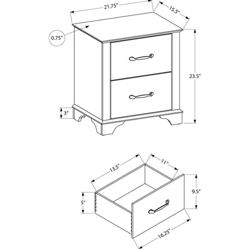 Monarch 2-Drawer Nightstand -