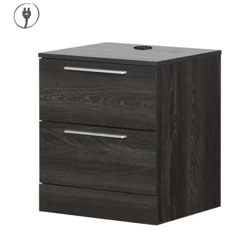 Meubles South Shore 2-Drawer Nightstand with Charging Outlet - South Shore