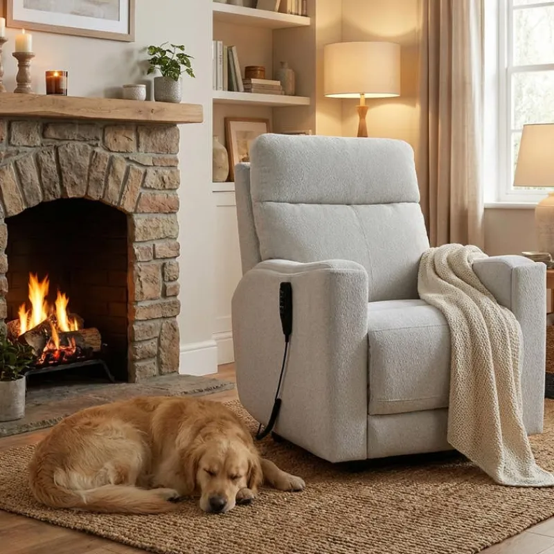 Electric Lift Recliner with Massage, Heat, and Adjustable Headrest - Beige