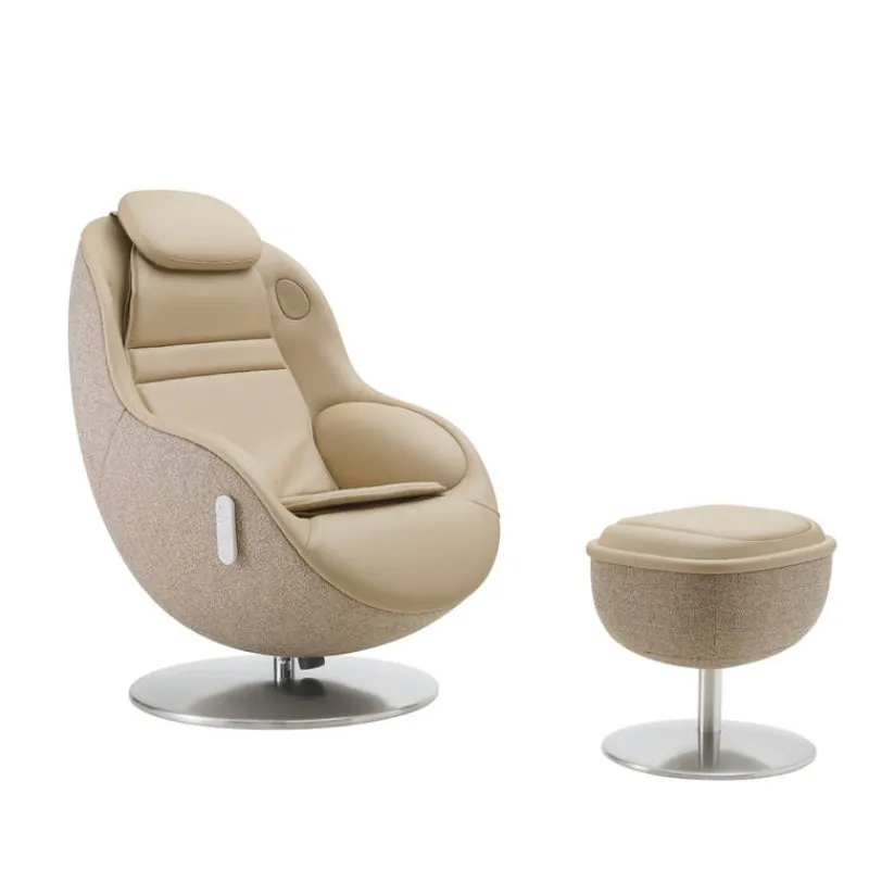Electric Reclining Massage Chair with Ottoman in Faux Leather –