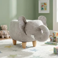 Elephant-Shaped Kids Pouf – 29.5